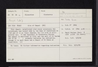 Drumlithie, NO78SE 12, Ordnance Survey index card, Recto