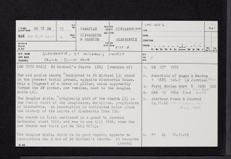 Glenbervie, St Michael's Church, NO78SE 15, Ordnance Survey index card, page number 1, Recto