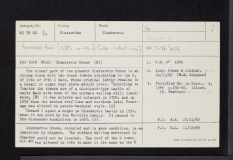 Glenbervie House, NO78SE 16, Ordnance Survey index card, page number 1, Recto