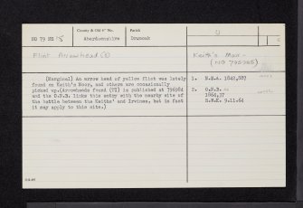 Keith's Muir, NO79NE 15, Ordnance Survey index card, Recto