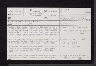 Benholm Parish Church And Churchyard, NO86NW 1, Ordnance Survey index card, page number 1, Recto