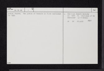 Benholm Parish Church And Churchyard, NO86NW 1, Ordnance Survey index card, page number 2, Verso