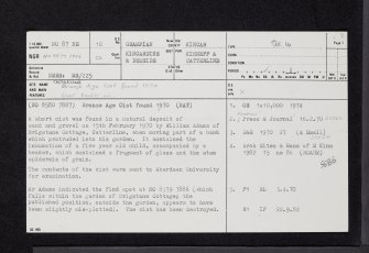 Catterline, NO87NE 10, Ordnance Survey index card, page number 1, Recto