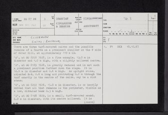 Cluseburn, NO87NW 3, Ordnance Survey index card, page number 1, Recto