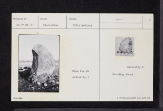 Ley Of Barras, 'The Moray Stane', NO87NW 7, Ordnance Survey index card, Recto