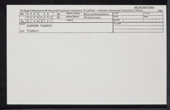 Glenury Viaduct, NO88NE 60, Ordnance Survey index card, Recto