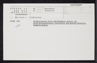 Clochanshiels, NO88NW 15, Ordnance Survey index card, Recto