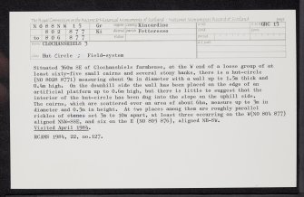 Clochanshiels, NO88NW 15, Ordnance Survey index card, Recto