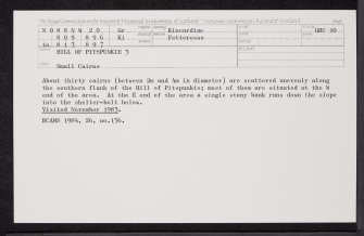 Hill Of Pitspunkie, NO88NW 20, Ordnance Survey index card, Recto