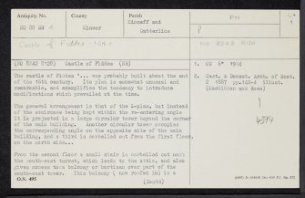 Castle Of Fiddes, NO88SW 4, Ordnance Survey index card, page number 1, Recto