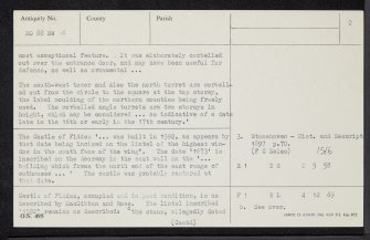 Castle Of Fiddes, NO88SW 4, Ordnance Survey index card, page number 2, Recto