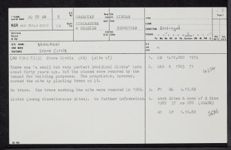 Newlands, NO88SW 8, Ordnance Survey index card, page number 1, Recto