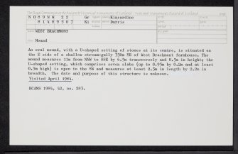 West Brachmont, NO89NW 22, Ordnance Survey index card, Recto