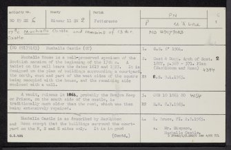 Muchalls Castle, NO89SE 6, Ordnance Survey index card, page number 1, Recto