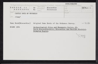 Castle Rock Of Muchalls, NO89SE 11, Ordnance Survey index card, Recto