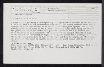 Old Bourtreebush, NO99NW 2, Ordnance Survey index card, Recto