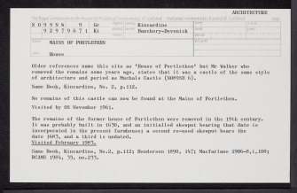 Mains Of Portlethen, NO99NW 9, Ordnance Survey index card, Recto