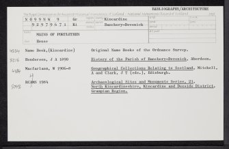 Mains Of Portlethen, NO99NW 9, Ordnance Survey index card, Recto