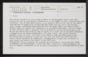 Longhillock Cottages, Clashfarquhar, NO99NW 13, Ordnance Survey index card, page number 1, Recto