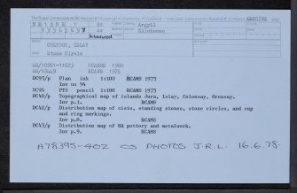 Islay, Cultoon, NR15NE 1, Ordnance Survey index card, Recto