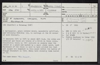 Islay, Craigens, A' Chrannag, NR26NE 5, Ordnance Survey index card, page number 1, Recto