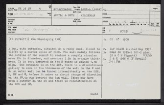 Islay, Dun Chroisprig, NR26SW 5, Ordnance Survey index card, page number 1, Recto