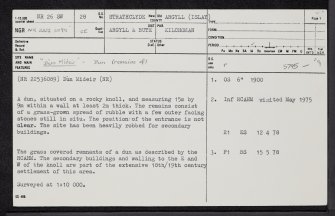 Islay, Dun Mideir, NR26SW 28, Ordnance Survey index card, page number 1, Recto