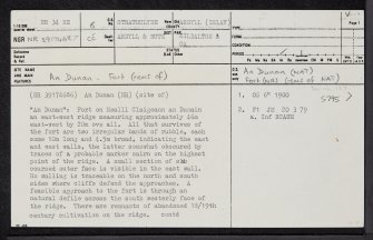 Islay, Lagavulin, An Dunan, NR34NE 8, Ordnance Survey index card, page number 1, Recto