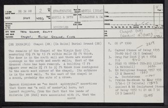 Texa, Texa Chapel, NR34SE 2, Ordnance Survey index card, page number 1, Recto