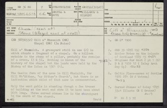 Islay, Kilmeny, Old Parish Church, NR36NE 7, Ordnance Survey index card, page number 1, Recto