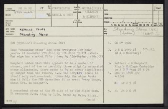 Islay, Kepolls, NR36NE 19, Ordnance Survey index card, page number 1, Recto