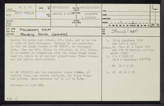 Islay, Finlaggan, NR36NE 22, Ordnance Survey index card, page number 1, Recto