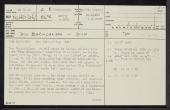 Islay, Dun Bhruichlinn, NR36SE 4, Ordnance Survey index card, page number 1, Recto