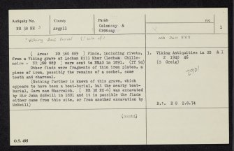 Oronsay, Lochan Cille Mhoire, NR38NE 3, Ordnance Survey index card, page number 1, Recto