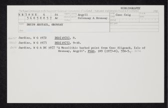 Oronsay, 'Cnoc Coig', NR38NE 6, Ordnance Survey index card, Recto