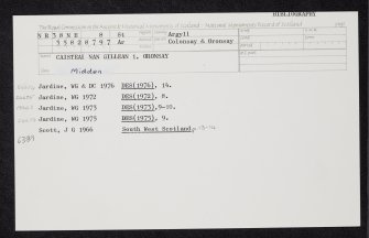 Oronsay, 'Caisteal Nan Gillean 1', NR38NE 8, Ordnance Survey index card, Recto