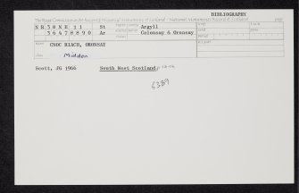 Oronsay, 'Cnoc Rioch', NR38NE 11, Ordnance Survey index card, Recto