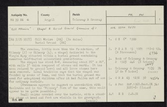 Colonsay, Upper Kilchattan, Cill Mhoire, NR39NE 6, Ordnance Survey index card, page number 1, Recto