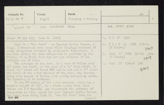 Colonsay, Uamh Ur, Kiloran Bay, NR39NE 9, Ordnance Survey index card, page number 1, Recto