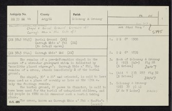 Colonsay, Balaruminmore, Paire Na Henglais, NR39SE 14, Ordnance Survey index card, page number 1, Recto