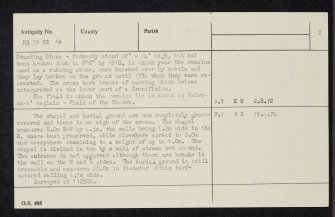 Colonsay, Balaruminmore, Paire Na Henglais, NR39SE 14, Ordnance Survey index card, page number 2, Verso