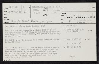 Islay, Dun An Rubha Bhuidhe, NR45SE 6, Ordnance Survey index card, page number 1, Recto