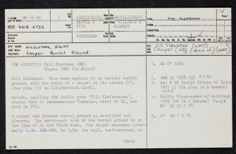 Islay, Kilslevan, NR46NW 3, Ordnance Survey index card, page number 1, Recto