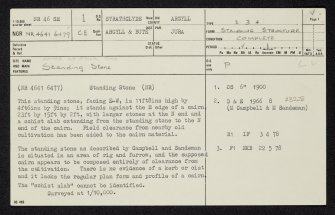Jura, Camas An Staca, NR46SE 1, Ordnance Survey index card, page number 1, Recto