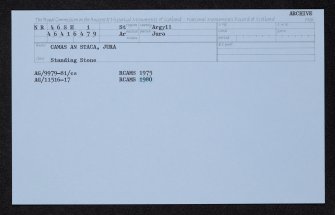 Jura, Camas An Staca, NR46SE 1, Ordnance Survey index card, Recto