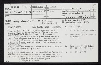 Am Fraoch Eilean,  Claig Castle, NR46SE 3, Ordnance Survey index card, page number 1, Recto