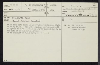 Jura, Cnocbreac, NR47SW 3, Ordnance Survey index card, page number 1, Recto