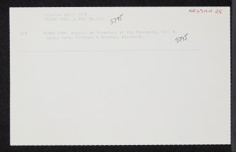 Colonsay, Carnan Eoin, NR49NW 25, Ordnance Survey index card, Recto