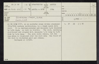 Jura, Goirtean Fada, NR56NW 14, Ordnance Survey index card, page number 1, Recto