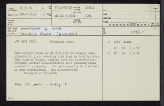 Jura, Knockrome, NR57SE 2, Ordnance Survey index card, page number 1, Recto